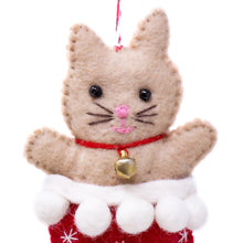 Load image into Gallery viewer, Kitty Cat in Stocking Handmade Felt Ornament