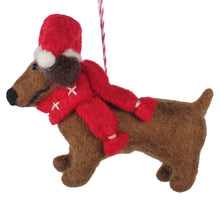 Load image into Gallery viewer, Big Dog Daschund Felt Christmas Ornament