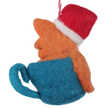 Load image into Gallery viewer, Santa Fox Coffee Cup Felt Christmas Ornament