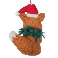 Load image into Gallery viewer, Fox and Wreath Felt Christmas Ornament