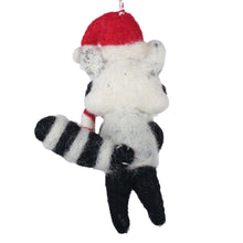 Load image into Gallery viewer, Racoon and Candy Cane Felt Christmas Ornament