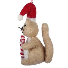 Load image into Gallery viewer, Squirrel and Candy Cane Felt Christmas Ornament