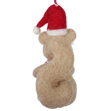 Load image into Gallery viewer, Squirrel and Candy Cane Felt Christmas Ornament