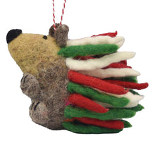 Load image into Gallery viewer, Christmas Hedgehog Felt Ornament
