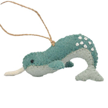 Load image into Gallery viewer, Narwal Ornament Felt Ornament
