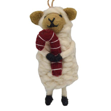 Load image into Gallery viewer, Candy Cane Sheep Felt Ornament