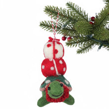 Load image into Gallery viewer, Pressie Tortoise Felt Christmas Ornament