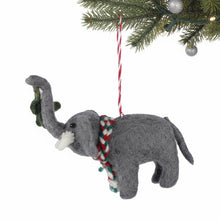 Load image into Gallery viewer, Elephant and Misletoe Felt Christmas Ornament
