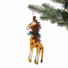 Load image into Gallery viewer, Giraffe Felt Christmas Ornament