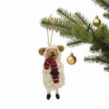 Load image into Gallery viewer, Candy Cane Sheep Felt Ornament