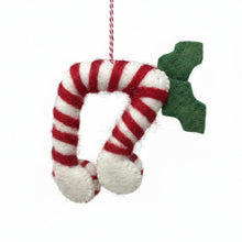 Load image into Gallery viewer, Candy Cane 8th Notes Felt Ornament