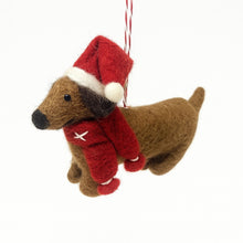 Load image into Gallery viewer, Big Dog Daschund Felt Christmas Ornament