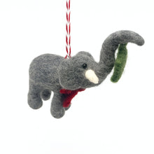 Load image into Gallery viewer, Elephant and Misletoe Felt Christmas Ornament