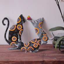 Load image into Gallery viewer, Playful Cat Trio Painted with Sunflowers Haitian Steel Drum Wall Art