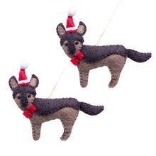 Load image into Gallery viewer, German Shepherd Santa Handmade Felt Ornaments, Set of 2