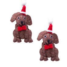 Load image into Gallery viewer, Chocolate Labrador Santa Handmade Felt Ornaments, Set of 2