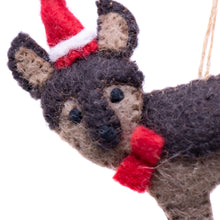Load image into Gallery viewer, German Shepherd Santa Handmade Felt Ornaments, Set of 2