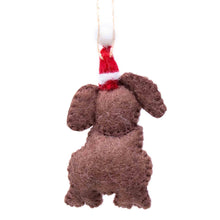 Load image into Gallery viewer, Chocolate Labrador Santa Handmade Felt Ornaments, Set of 2