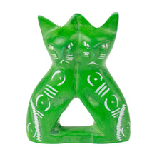 Load image into Gallery viewer, Soapstone Twin Cats - Green