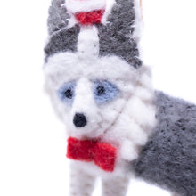 Load image into Gallery viewer, Husky Santa Handmade Felt Ornaments, Set of 2