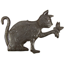 Load image into Gallery viewer, Playful Kitty and Butterfly Haitian Steel Drum Wall Art