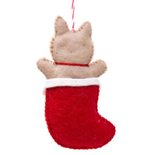 Load image into Gallery viewer, Kitty Cat in Stocking Handmade Felt Ornament
