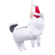 Load image into Gallery viewer, Husky Santa Handmade Felt Ornaments, Set of 2