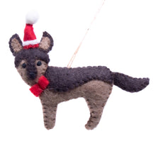Load image into Gallery viewer, German Shepherd Santa Handmade Felt Ornaments, Set of 2