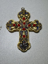 Load image into Gallery viewer, ✨ Cloisonné Cross Ornament — Handcrafted Floral Enamelwork (3.5” x 3”)
