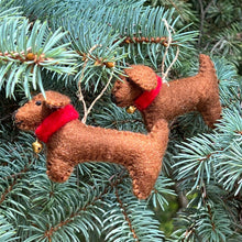 Load image into Gallery viewer, Dachshund Dog Handmade Felt Ornaments, Set of 2