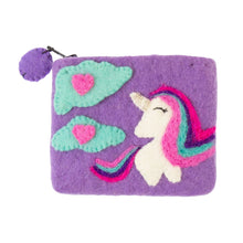 Load image into Gallery viewer, Handcrafted Unicorn Felt Coin Zipper Pouch