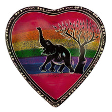 Load image into Gallery viewer, Set of African Soapstone Hand-painted Heart Trinket Dishes with Rainbow Safari Painting