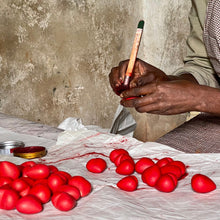 Load image into Gallery viewer, Set of African Soapstone Hand-painted Heart Trinket Dishes with Rainbow Safari Painting