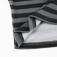 Load image into Gallery viewer, Goth Print Tops Stripe Cute T-Shirts Dark Academia Techwear Button Up V Neck Half Sleeve Sweat Shirts