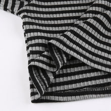 Load image into Gallery viewer, Goth Print Tops Stripe Cute T-Shirts Dark Academia Techwear Button Up V Neck Half Sleeve Sweat Shirts