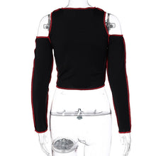 Load image into Gallery viewer, Goth Hollow Out Fashion Tshirt Women Long Sleeve Crop Top T Shirt Punk Streetwear Gothic Tee