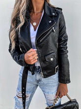 Load image into Gallery viewer, Jacket Top PU Leather Coat Short Zipper