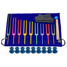 Load image into Gallery viewer, 9 Pieces of Colorful Solfeggio Aluminum Alloy Tuning Forks, Tuning Forks for Therapy, Voice Therapy Blue