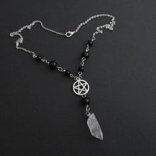 Load image into Gallery viewer, Gothic Beaded Pentagram Necklace Crystal Necklace Goth Wiccan Pendant Witchy Punk Jewelry Women Statement Gift Charm Mystical