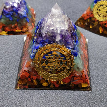 Load image into Gallery viewer, 7 Chakra Orgone Pyramid for Reiki energy Crystals and Stones Orgonite Energy Generator Meditation Balancing Home Decor Ornament
