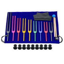 Load image into Gallery viewer, 9 Pieces of Colorful Solfeggio Aluminum Alloy Tuning Forks, Tuning Forks for Therapy, Voice Therapy Blue