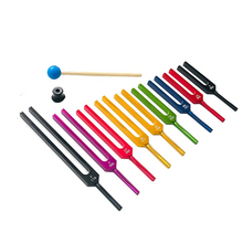 Load image into Gallery viewer, 9 Pieces of Colorful Solfeggio Aluminum Alloy Tuning Forks, Tuning Forks for Therapy, Voice Therapy Blue