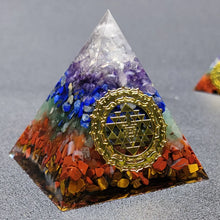 Load image into Gallery viewer, 7 Chakra Orgone Pyramid for Reiki energy Crystals and Stones Orgonite Energy Generator Meditation Balancing Home Decor Ornament