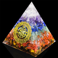 Load image into Gallery viewer, 7 Chakra Orgone Pyramid for Reiki energy Crystals and Stones Orgonite Energy Generator Meditation Balancing Home Decor Ornament