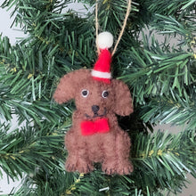Load image into Gallery viewer, Chocolate Labrador Santa Handmade Felt Ornaments, Set of 2