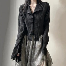 Load image into Gallery viewer, Black Gothic Irregular Shirt – Dark Aesthetic Grunge Blouse