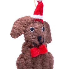 Load image into Gallery viewer, Chocolate Labrador Santa Handmade Felt Ornaments, Set of 2