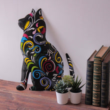 Load image into Gallery viewer, Thoughtful Kitty Painted Haitian Steel Drum Wall Art, 14.5 inch