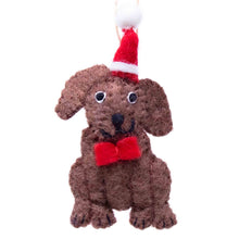 Load image into Gallery viewer, Chocolate Labrador Santa Handmade Felt Ornaments, Set of 2