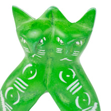 Load image into Gallery viewer, Soapstone Twin Cats - Green